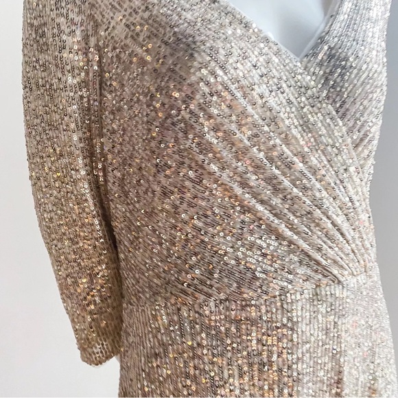 OLEG CASSINI Allover Sequin A-line Gown Size 18W - Picture 7 of 9